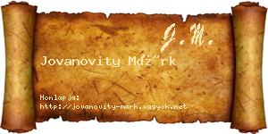 Jovanovity Márk névjegykártya